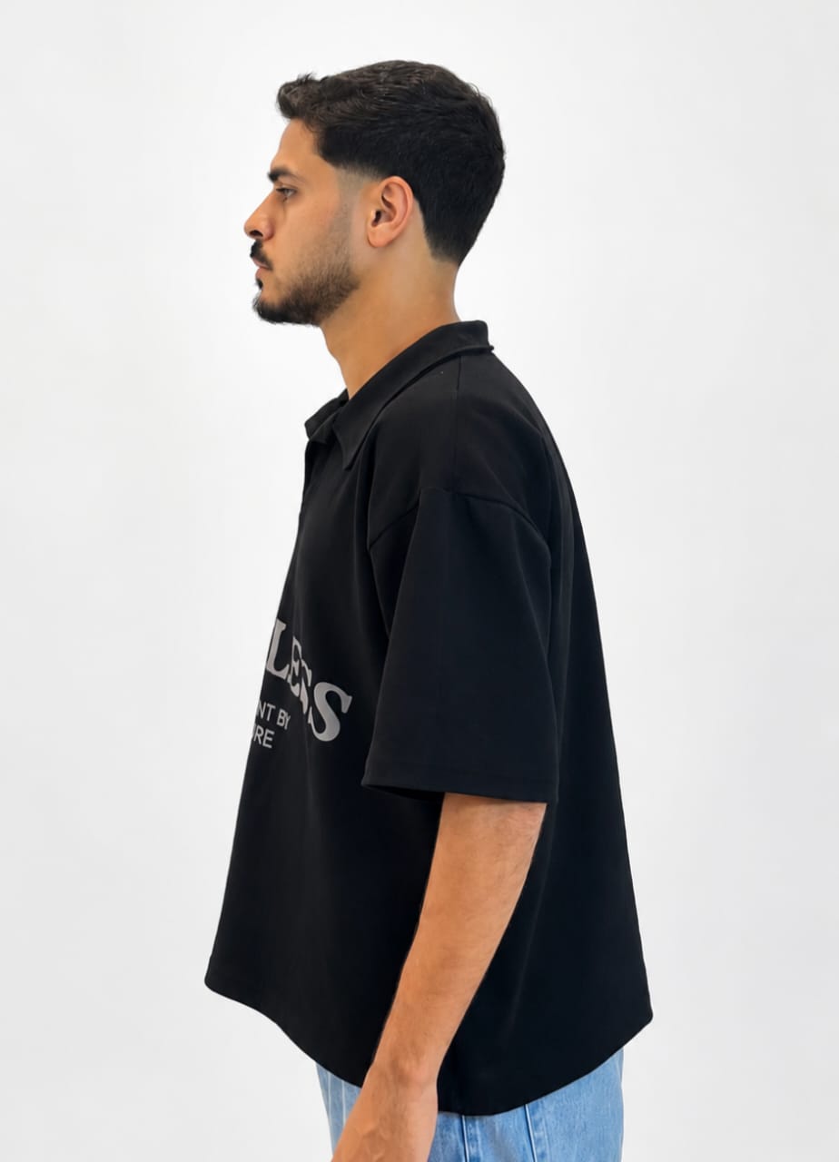 boxy-fit black polo