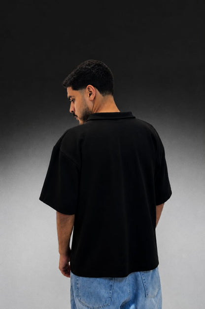 boxy-fit black polo