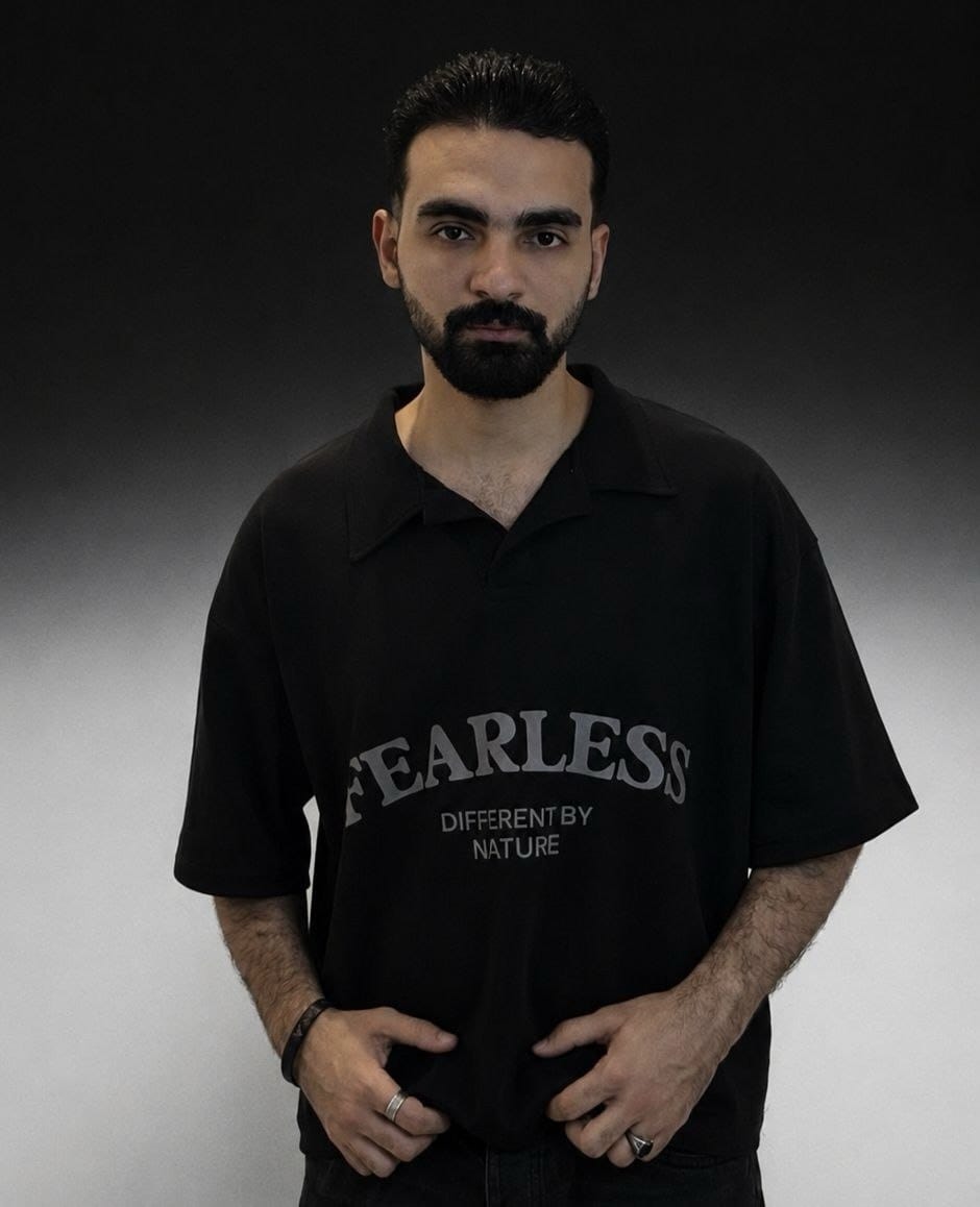 boxy-fit black polo